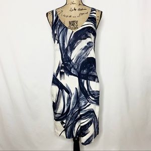 Vince White Black Abstract Sheath Dress